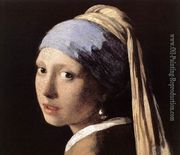 Girl with a Pearl Earring (detail-1) c. 1665 Reproduction