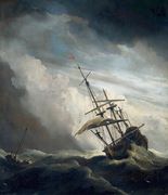 Ship in High Seas Caught by a Squall Reproduction