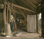 Barn Interior with a Maid Churning Butter Reproduction