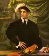 Portrait of a Gentleman with a Parrot 1552-55 Reproduction