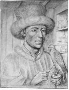 Portrait of a Man with a Falcon 1445-50 Reproduction