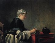 Woman Taking Tea 1735 Reproduction