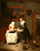 Interior with a Lady Choosing Fish, 1664 Reproduction