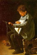 Seated Boy with a Portfolio 1857 Reproduction