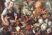 Market Woman with Fruit, Vegetables and Poultry 1564 Reproduction