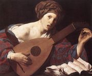 Woman Playing the Lute 1624-26 Reproduction