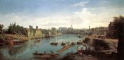 Rome- the Tiber near the Porto di Ripa Grande c. 1711 Reproduction