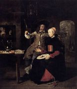 Portrait of the Artist with His Wife Isabella de Wolff in a Tavern 1661 Reproduction