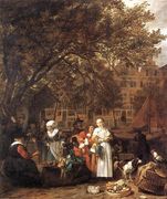 Vegetable Market in Amsterdam 1661-62 Reproduction