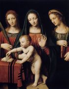 Madonna and Child with Sts Catherine and Barbara Reproduction